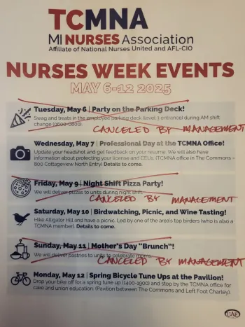 Nurses Week Flyer with events crossed out